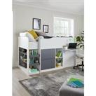 Very Home Emyl Mid Sleeper Bed With Desk, Shelves And Drawers - Bed Frame With Premium Mattress