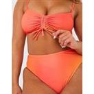 In The Style Orange Ombre Bikini Top With Tie Front Detail