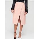 Armani Exchange Wrap Front Midi Skirt - Pink