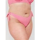 Ivory Rose Curve Scrunch Tie Side Bikini Bottom In Bright Pink