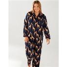 Chelsea Peers Curve Navy Satin Giraffe Button Up Pyjama Set