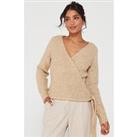 V By Very Wrap Cardigan - Natural