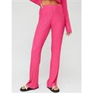 V By Very Plisse Wide Leg Trouser Co-Ord - Pink
