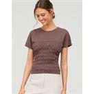 V By Very Gathered Corset T-Shirt - Brown