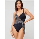 V By Very Shape Enhancing Wrap Contrast Print Swimsuit