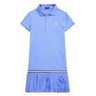 Ralph Lauren Girls Polo Shirt Pleat Hem Dress - Harbor Island Blue
