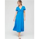 Everyday Ruched Front Midi Dress - Blue