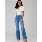 Lucy Mecklenburgh X V By Very Wide Leg High Waisted Jean - Blue