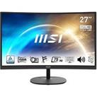 Msi Pro Mp271Ca 27 Inch, Fhd, 75Hz, Amd Freesync, Curved, With Built-In Speakers