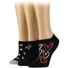Caroline Gardner Spot/Heart Trainer Socks 3 Pack - Black/Multi