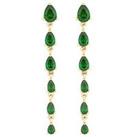 Jon Richard Gold Plated Emerald Linear Pear Drop Earrings