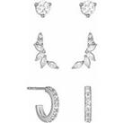 Simply Silver Sterling Silver 925 Cubic Zirconia Climber Earrings - Pack Of 3