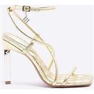 River Island Metal Heel Barely There Sandals - Gold