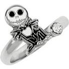 Disney Nightmare Before Christmas White & Black Silver Plated Clear Stone Ring