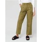 Only High Waisted Cargo Straight Trousers -Green