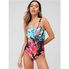 V By Very Shape Enhancing Square Neck Swimsuit - Multi