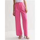 New Look Linen Blend Formal Wide Leg Trousers - Bright Pink