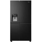 Hisense Rs818N4Tfe 91Cm Wide Pureflat Fridge Freezer With Water & Ice Dispenser - Black