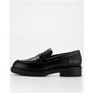 Calvin Klein Leather Rubber Sole Leather Loafer - Black