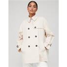 Tommy Hilfiger Peached Cotton Short Trench Coat - Beige