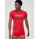 Emporio Armani Bodywear Megalogo T-Shirt & Trunks Set - Red