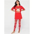 V By Very Ladies Family Pudding Mini Me Christmas Pyjamas - Red