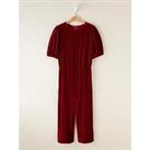 Eve And Milo Children'S Ribbed Lurex Velour Jumpsuit - Red