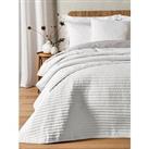Bianca Quilted Lines Bedspread Throw In White