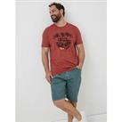 Fatface Landrover Palm T-Shirt - Read - Red