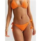 New Look Bright Orange Crochet Side Tie Bikini Bottoms