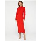 Fig & Basil Cowl Neck Column Dress - Red