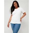 V By Very Curve Lace Pocket Short Sleeve Jersey T-Shirt - Cream