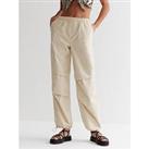 New Look Cotton Elasticated Parachute Trousers - Off White
