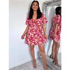 In The Style Natasha Sandhu Floral Wrap Shift Dress - Pink
