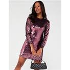 V By Very Long Sleeve Sequin Mini Dress - Pink