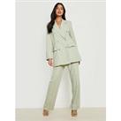 Boohoo Linen Look Tailored Trousers - Sage