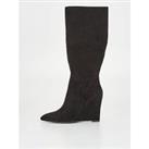 V By Very Wedge Knee Boot - Black