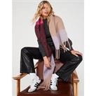 V By Very Colour Block Knitted Scarf -Lilac/Burgundy
