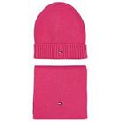 Tommy Hilfiger Kids Small Flag Scarf And Beanie Gift Set - Hot Magenta