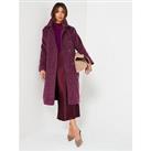 V By Very Relaxed Longline Textured Coat - Purple