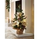 24 Inch Poinsettia Lit Table Top Christmas Tree - Gold
