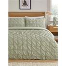 Very Home Pleated Duvet Cover Set - Green