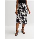 New Look Black Pattern Floral Wrapped Satin Skirt