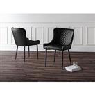 Julian Bowen Luxe Pair Of Faux Leather Dining Chairs - Black