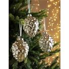 Very Home Set Of 3 Glass Pinecone Christmas Tree Decorations