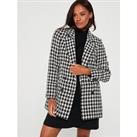 V By Very Boucle Dogtooth Double Breasted Blazer