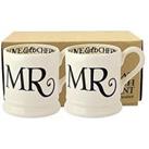 Emma Bridgewater Black Toast Mr & Mr Set Of 2 1/2 Pint Mugs Boxed