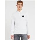 Armani Exchange Badge Logo Long Sleeve Polo Shirt - White