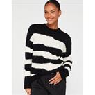 V By Very Cosy Boucle Abstract Long Jumper - Black/White