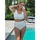 In The Style Stacey Solomon Scoop Neck Towelling Bikini Top - White